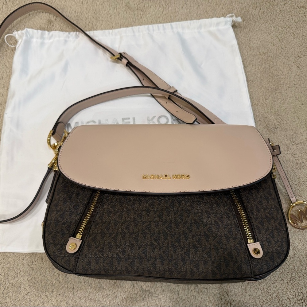 Michael Kors Brown and Cream Crossbody Bag